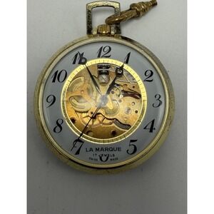 La Marque 17 Jewels Works Manual Wind Open Face Pocket Watch Vintage Swiss 42MM